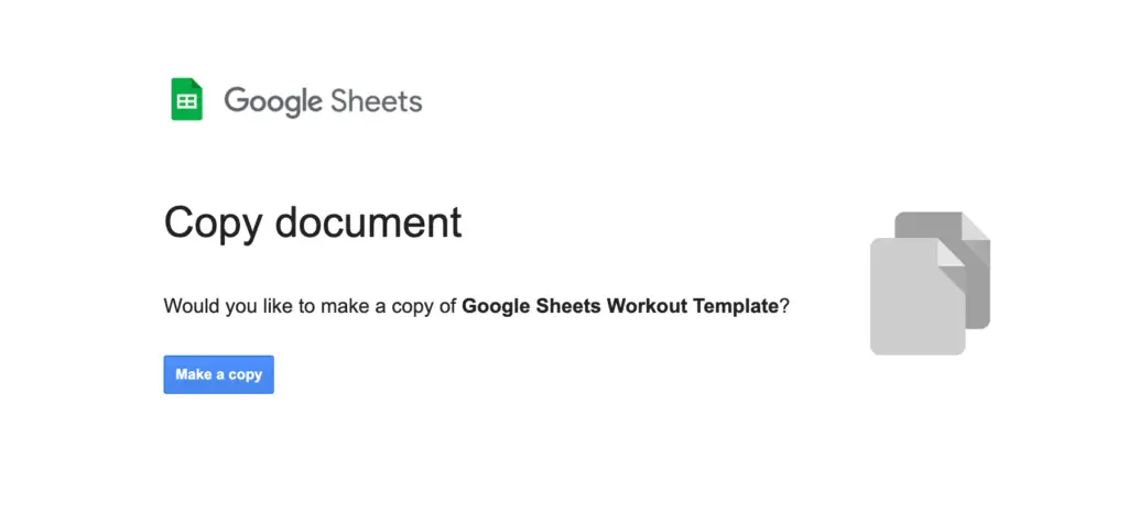 Google Sheets Workout Template Make a Copy