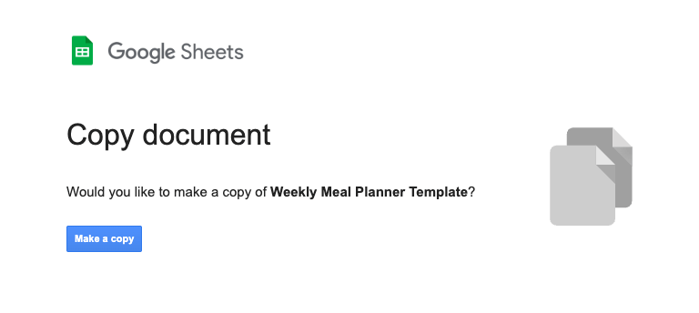 Making a Google Sheets Meal Plan Template Copy