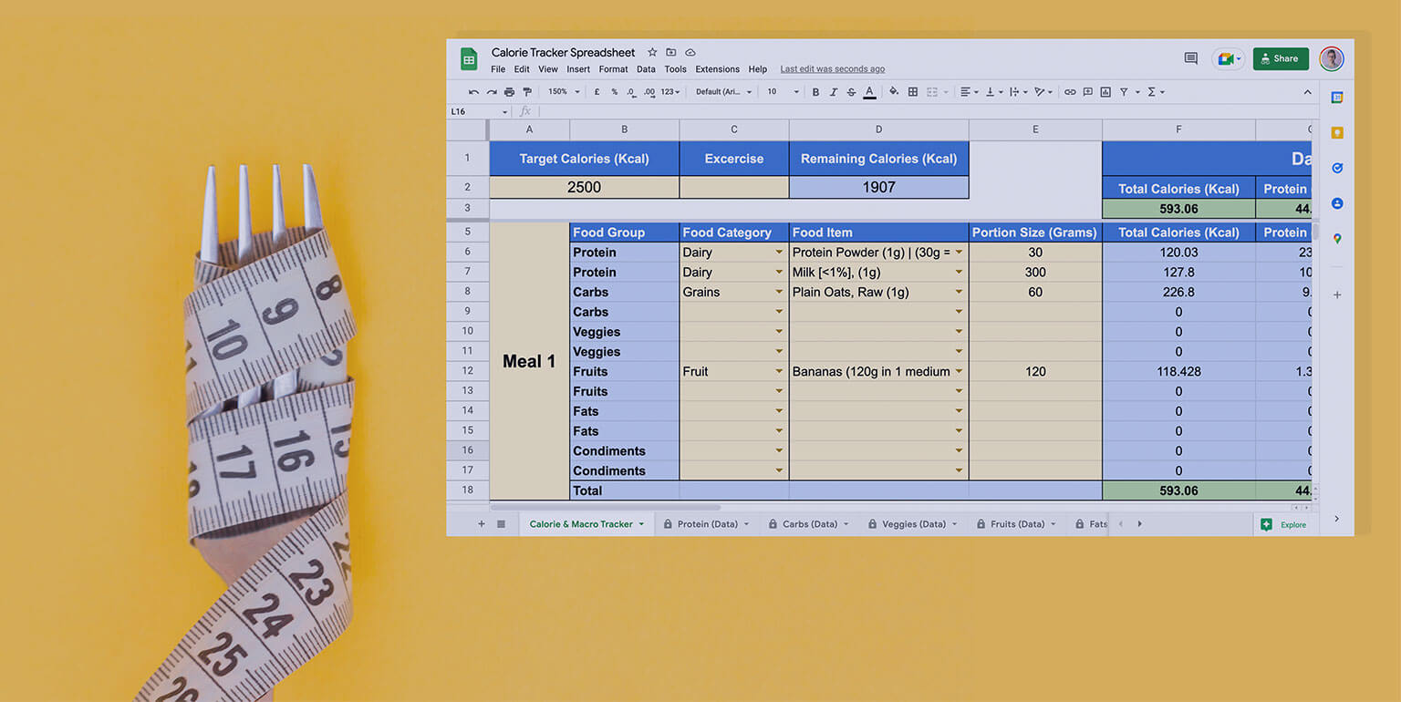 calorie tracker google spreadsheet template