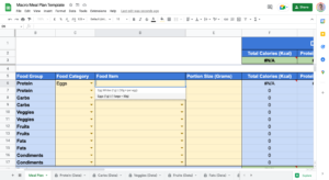 meal plan spreadsheet template google sheet macros