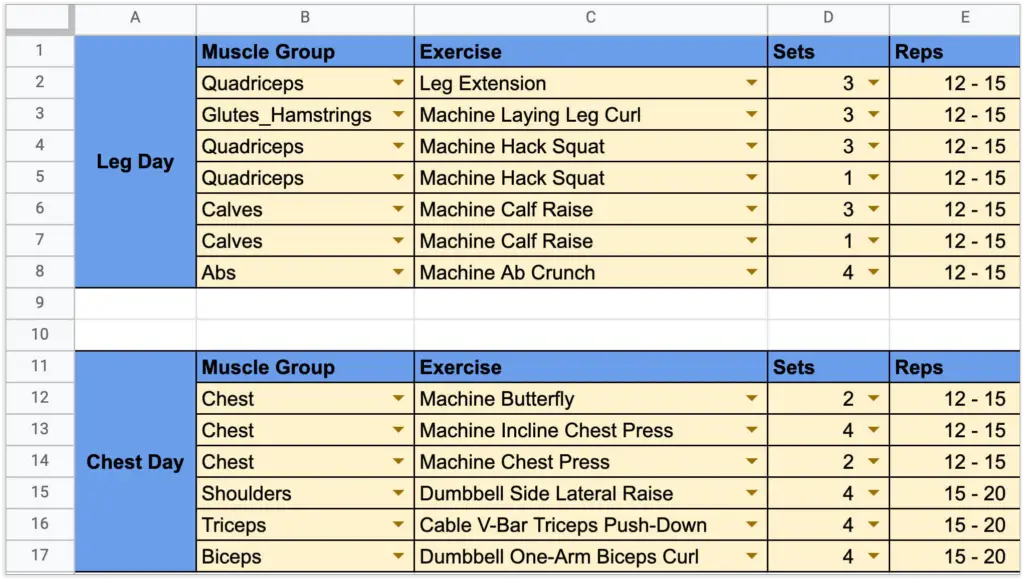 Google Sheets Workout Template - Featured