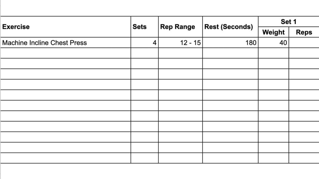 Pre-Configurable Workout Template Layout