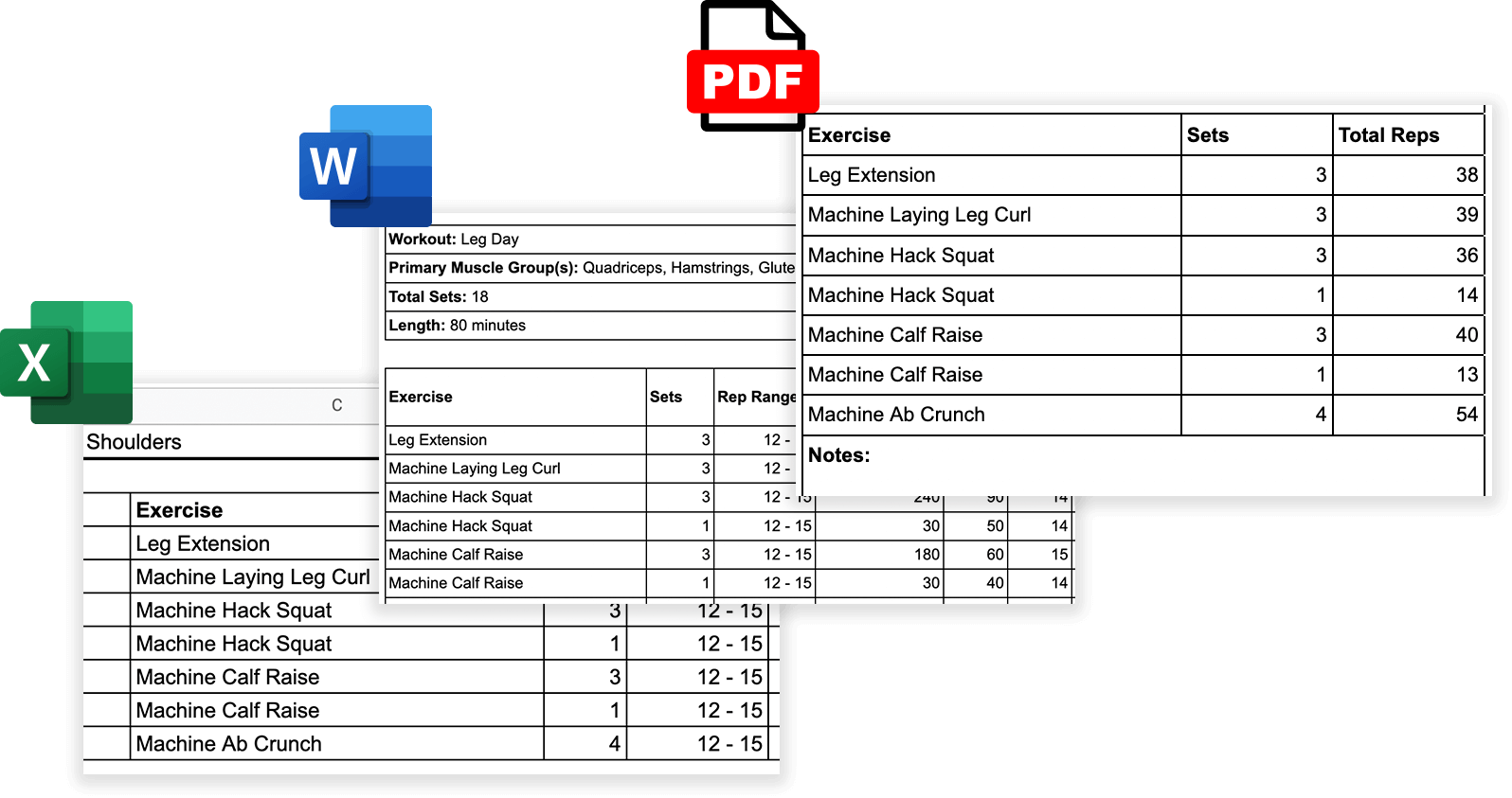 Printable Workout Template Free Download GFitness Online