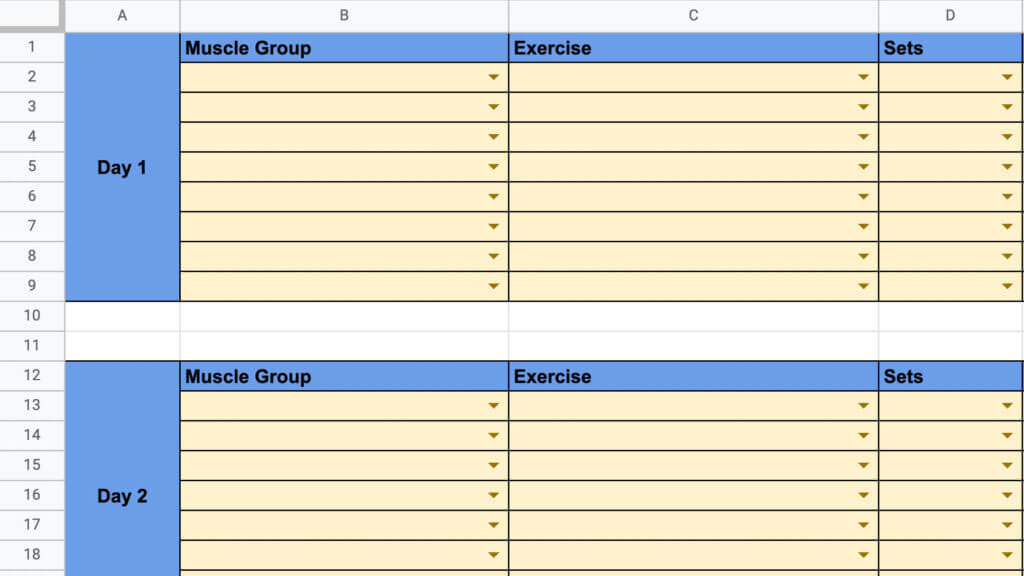 Basic Weekly Workout Template