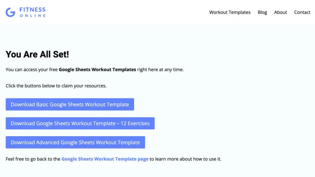 Viewing Google Sheets Workout Template Library