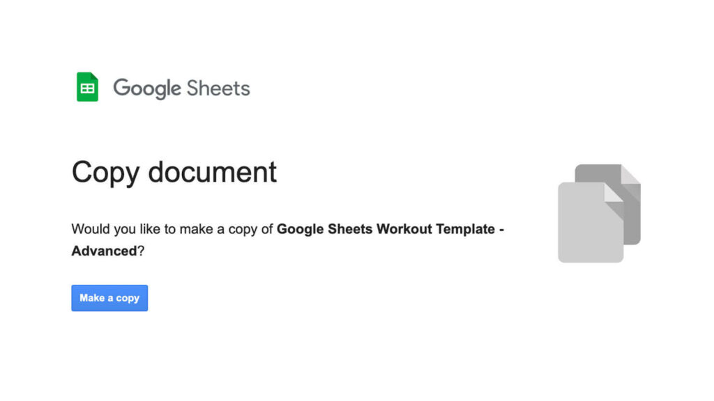 Making Copy of a Google Sheets Workout Template